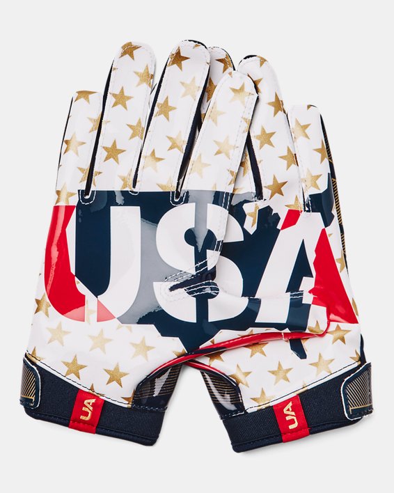 Youth UA F8 Football Gloves, Navy, pdpMainDesktop image number 1